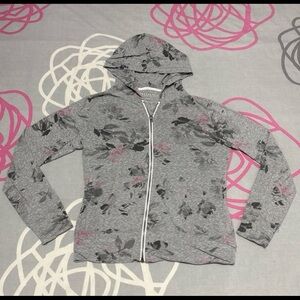 Aeropostale Grey Floral Zip-Up Hoodie